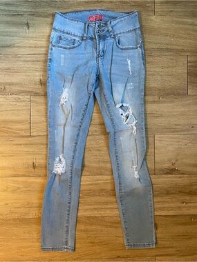 Wax Jean Light Blue Distressed Skinny Jeans